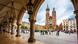 Krakow's main square, with Saint Mary's Basilica in the background